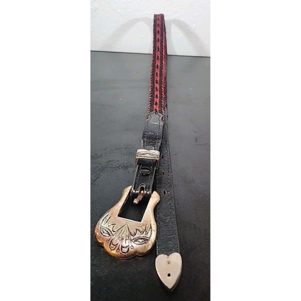 Vintage Rustler Horsehair Braided‎ Hitch Western Red_black Belt Sz Med 34-36"